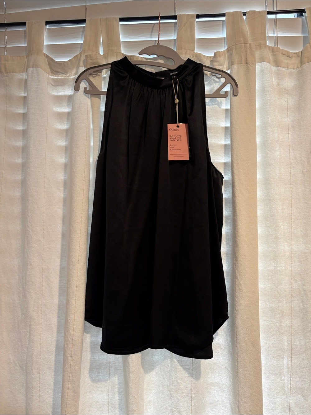 Quince Black Sleeveless Halter Neck Blouse